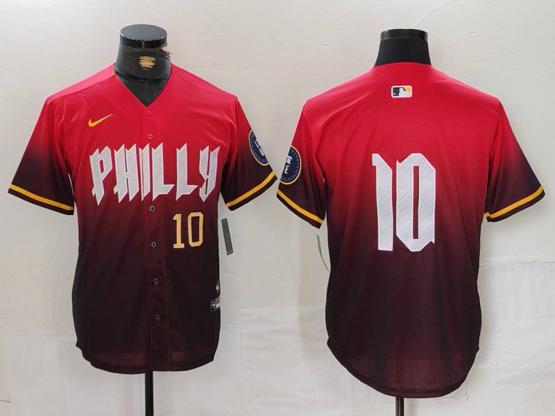 Men Philadelphia Phillies #10 No name Red City Edition 2024 Nike MLB Jersey style 4
